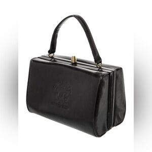 Iconic Giorgio Beverly Hills Vintage-Style Black Leather Top-Handle Bag